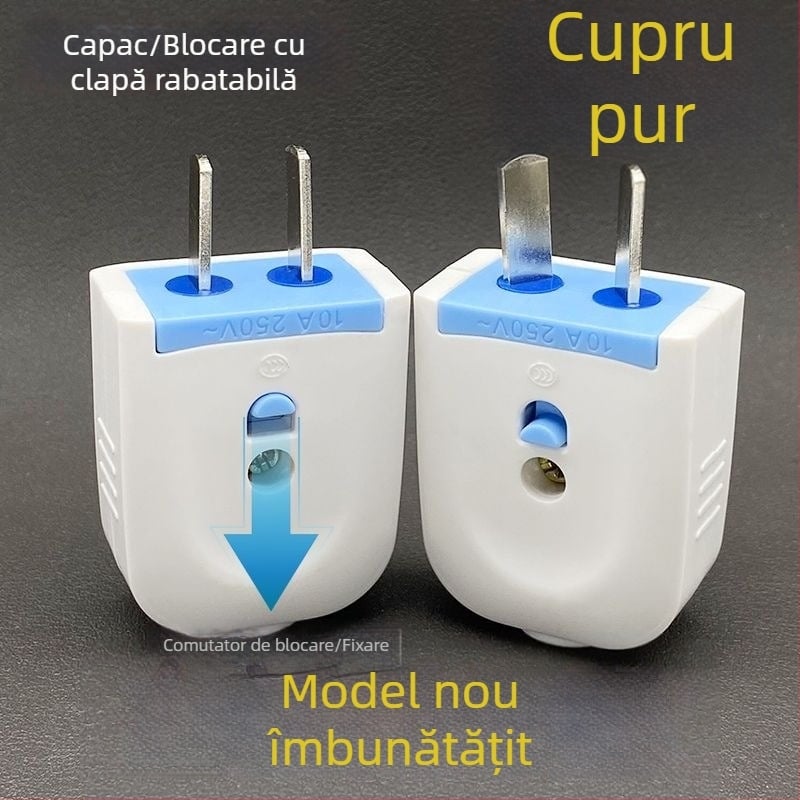 Priză cu capac rabatabil, cu doi poli, rotativă, fixă, 1.5 priză, carcasă internă ignifugă, priză cu doi pini industrială/casnică