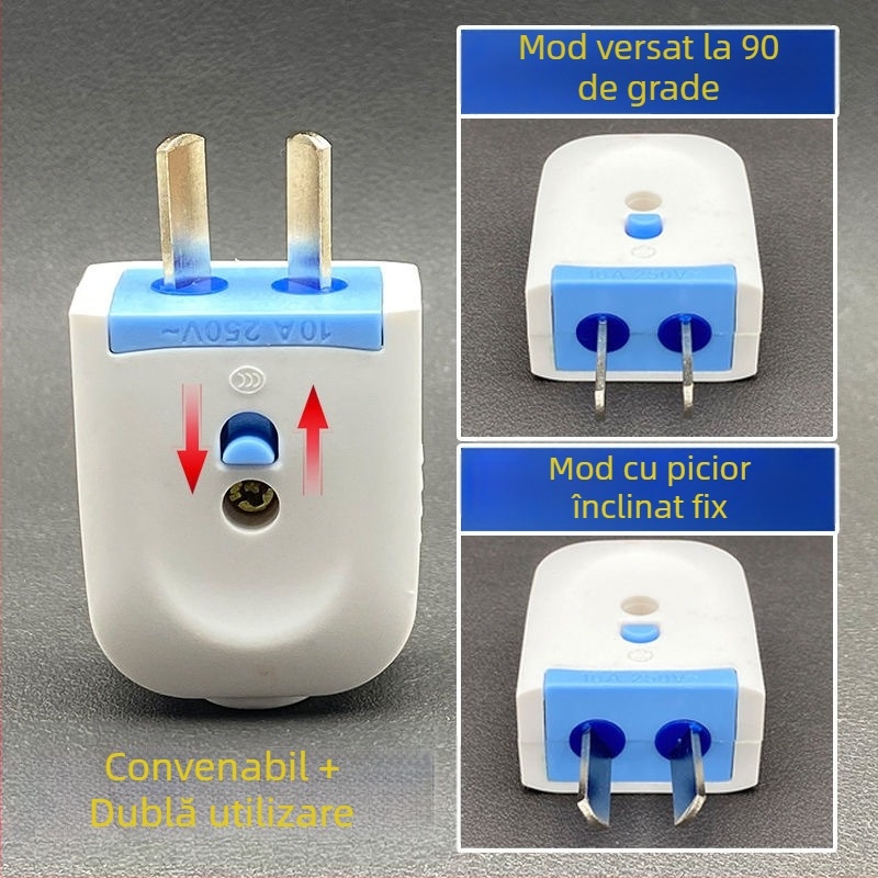 Priză cu capac rabatabil, cu doi poli, rotativă, fixă, 1.5 priză, carcasă internă ignifugă, priză cu doi pini industrială/casnică