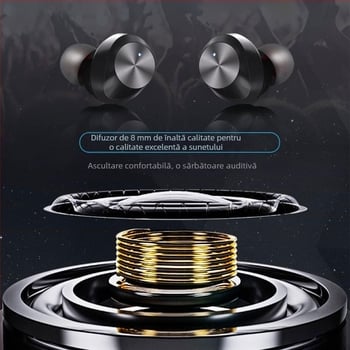 Căști TWS adevărate, mini-model din aliaj de aluminiu, Bluetooth 5.3, stereo, anulare zgomot
