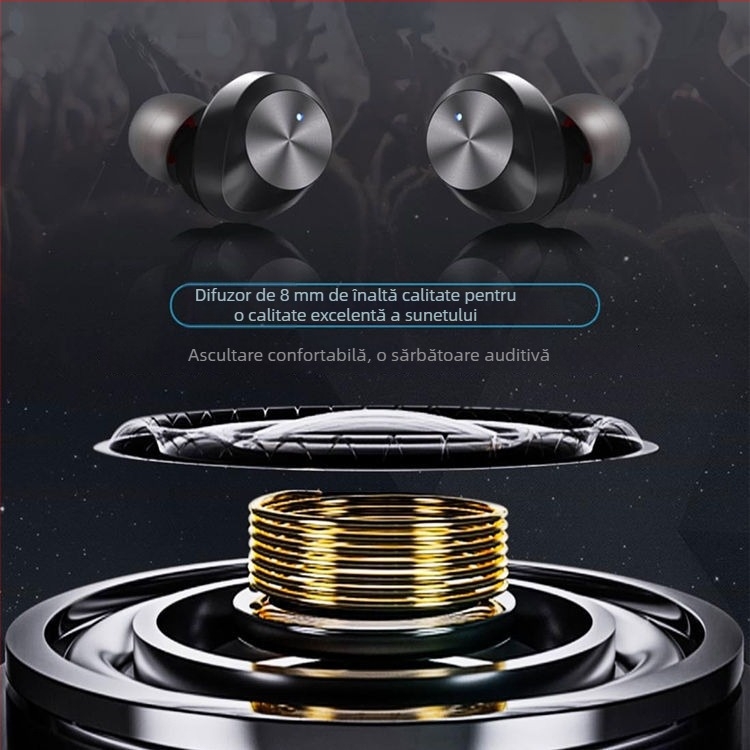 Căști TWS adevărate, mini-model din aliaj de aluminiu, Bluetooth 5.3, stereo, anulare zgomot