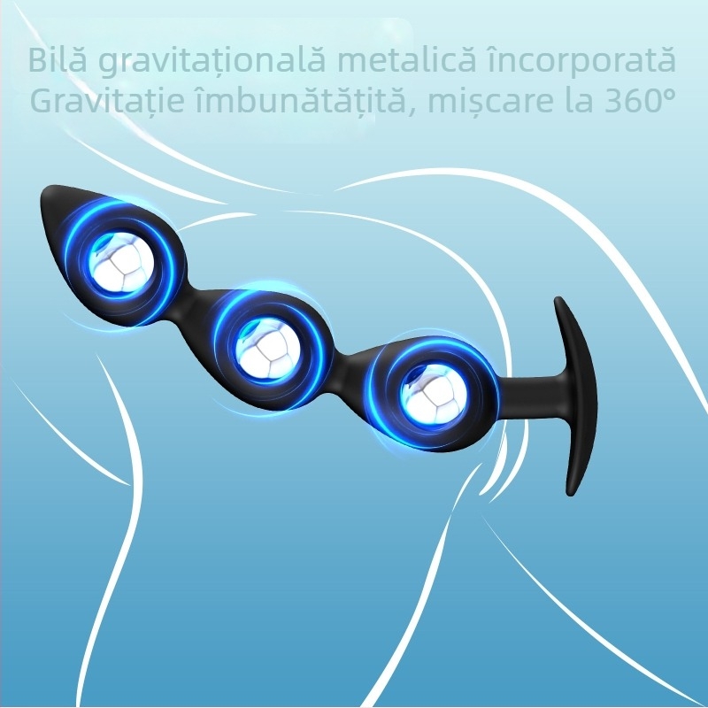 Plug anal din silicon cu bile de oțel, purtabil pentru adulți