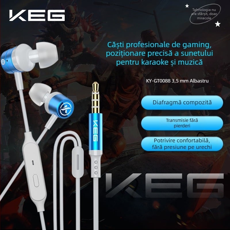 Cool Ergou Keg căști de gaming, cablu 3.5 Type-C, in-ear, cu microfon, sunet de înaltă calitate