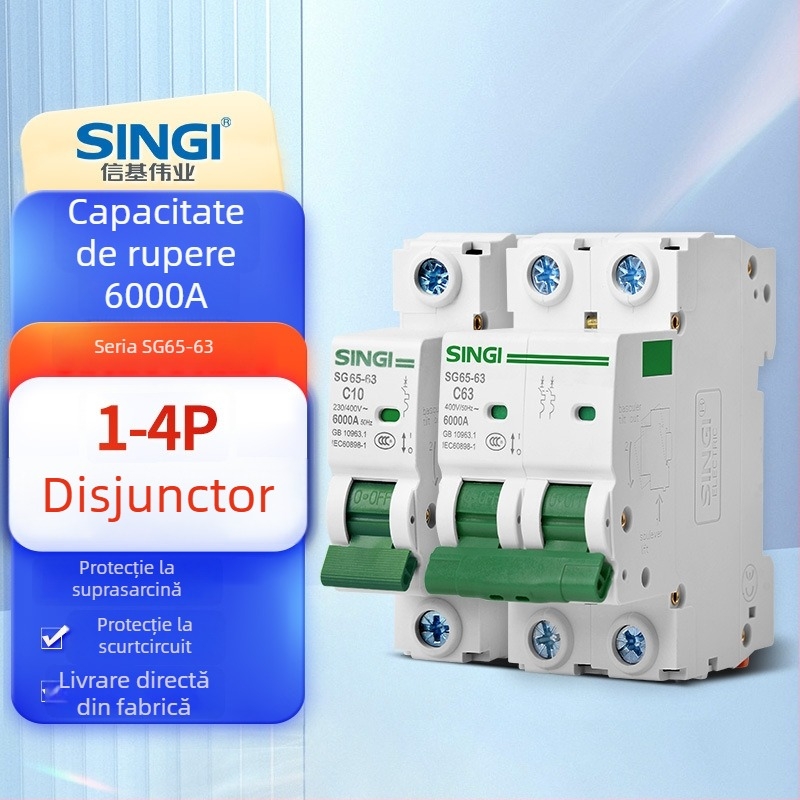 Singi SG65-63 serie întrerupător miniatural, 2 poli, 63A, pentru uz casnic