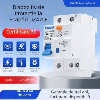 DZ47LE-63 Protector pentru scurgeri de curent, întrerupător de circuit, întrerupător aerian pentru uz casnic, protecție la scurtcircuit și suprasarcină