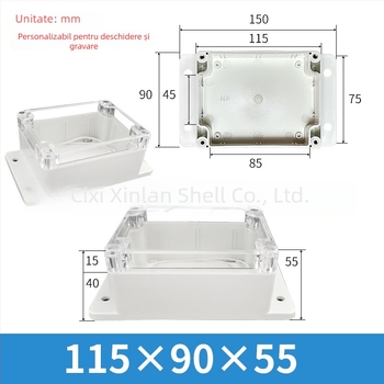 New Blue Carcasă transparentă din ABS, cutie etanșă pentru conexiuni, pentru dispozitive electronice și electrice, F3-2T, 115×90×55 mm