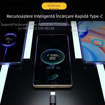 Cablu Type-C cu un conector singular, încărcare rapidă 6A, compatibil cu telefoane Huawei, lungime 1–2 m