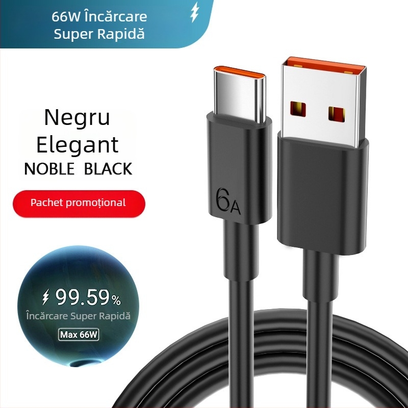 Cablu Type-C cu un conector singular, încărcare rapidă 6A, compatibil cu telefoane Huawei, lungime 1–2 m