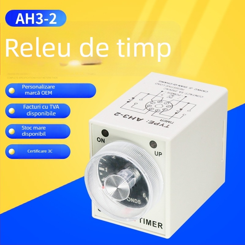 CKHKC releu de timp AH3-2 cu întârziere la pornire și protecție împotriva interferențelor de înaltă frecvență, controlor de timp, AC 380/220V și 24V