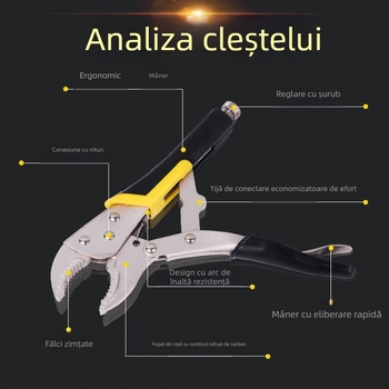 Clește greu cu fălci rotunde, dimensiuni 7 și 10 inchi, mâner cauciucat și lucios, pentru întreținere industrială