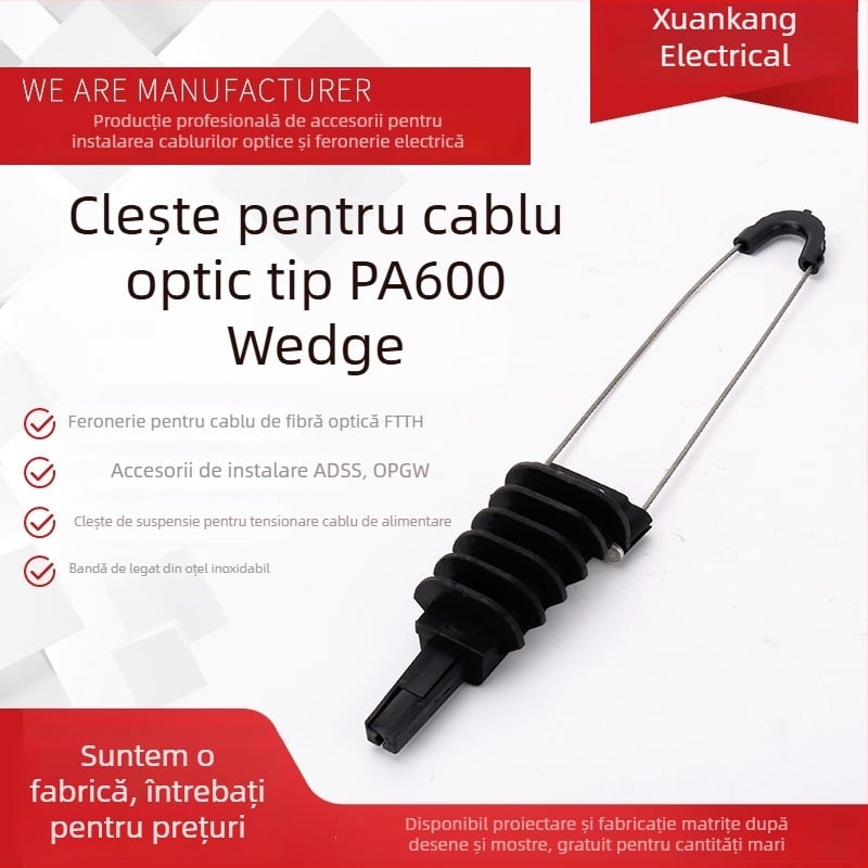 Cleme PA600 pentru cablu optic, clemă de ancorare pentru cablu aerian, clemă din plastic pentru tensiune