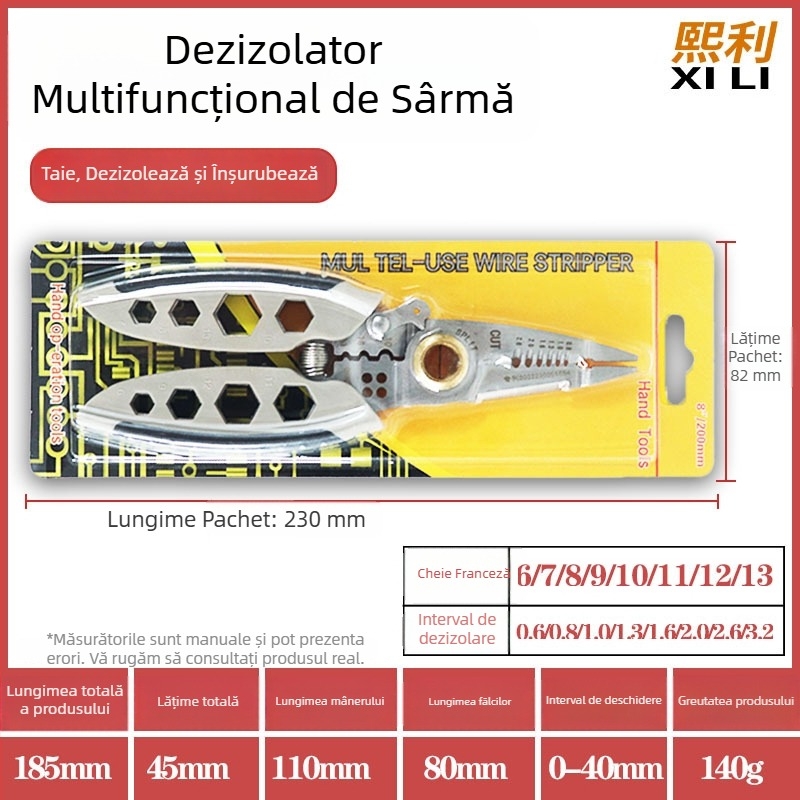Clește pentru decojire izolația cablurilor, pentru electricieni, oțel inoxidabil, 16-in-1
