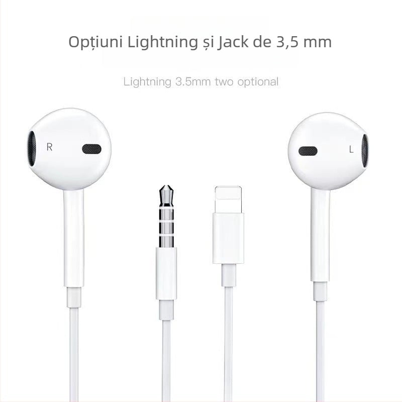 Căști Bluetooth pentru iPhone 12, X și 7 cu bas profund, control pe cablu și diafragmă din membrană compozită