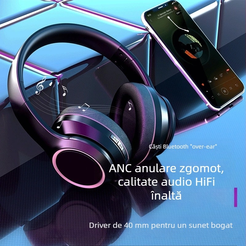 Căști Bluetooth cu ANC, anulare activă a zgomotului, autonomie lungă a bateriei, IPX5, sunet de înaltă calitate, microfon pentru calculator