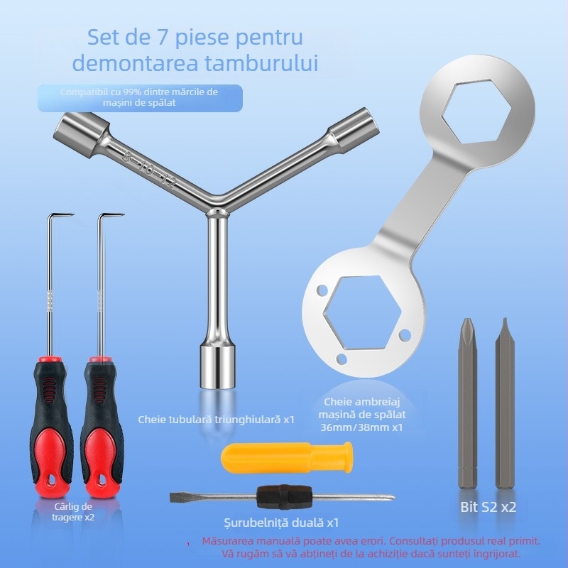 Unealtă pentru demontarea tamburului mașinii de spălat, șurubelniță multifuncțională și cheie cu trei brațe pentru curățarea și repararea tamburului interior
