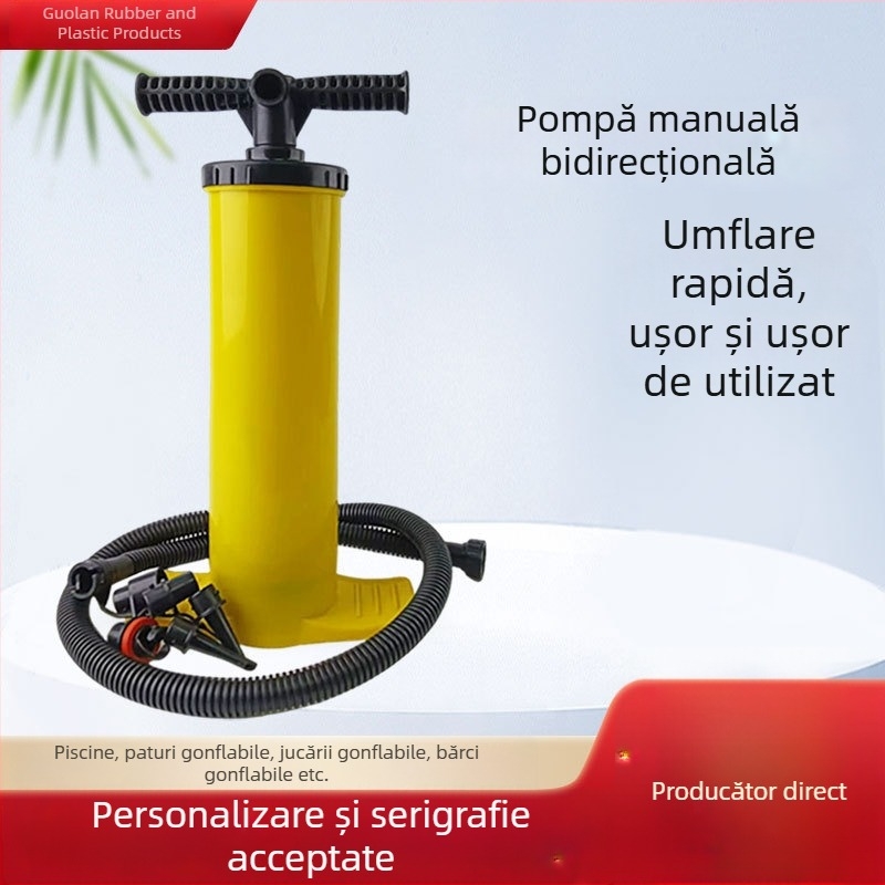 Pompă de mână din plastic, acțiune dublă, portabilă pentru paturi gonflabile