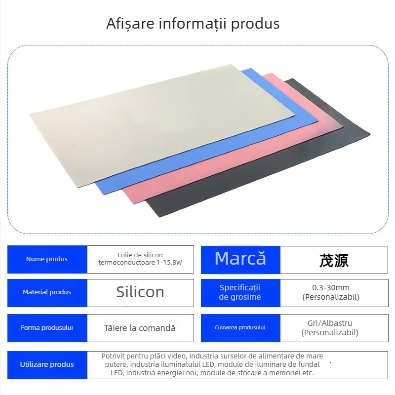 MY17 Padă din silicon cu conductivitate termică, ignifugă și izolatoare, rezistentă la temperaturi înalte, folie de silicon pentru CPU și placă de bază, flexibilă