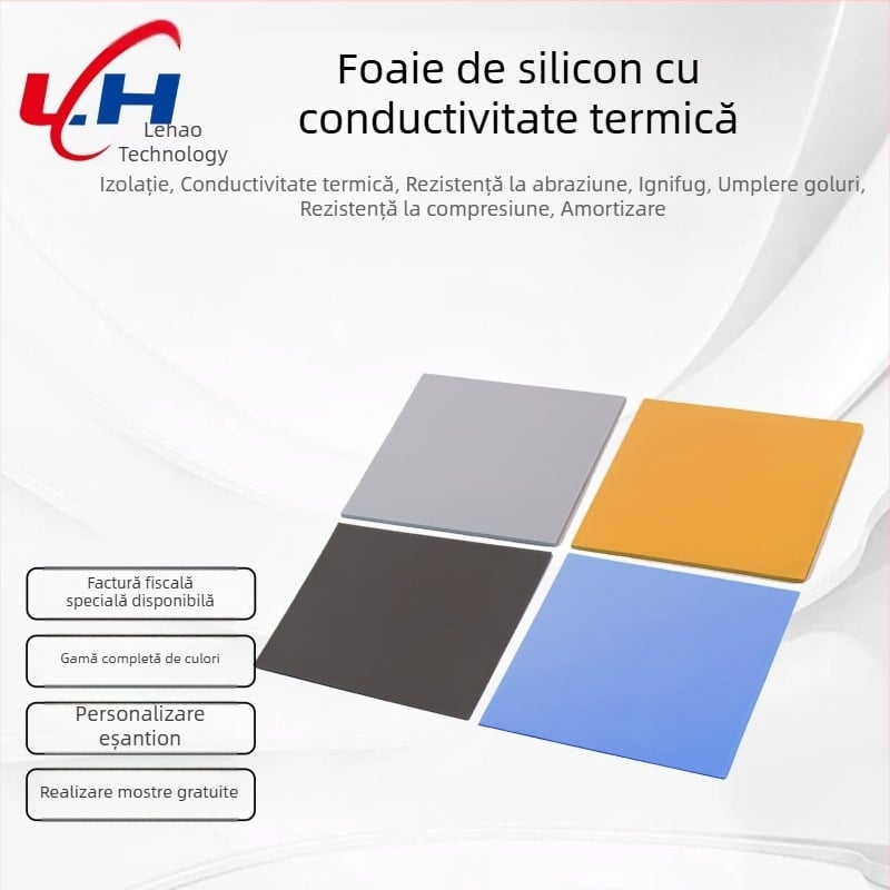 Folie din silicon conductiv termic pentru răcire, garnitură flexibilă de izolație din silicon, rezistentă la flacără UL-94, -40 până la 200°C