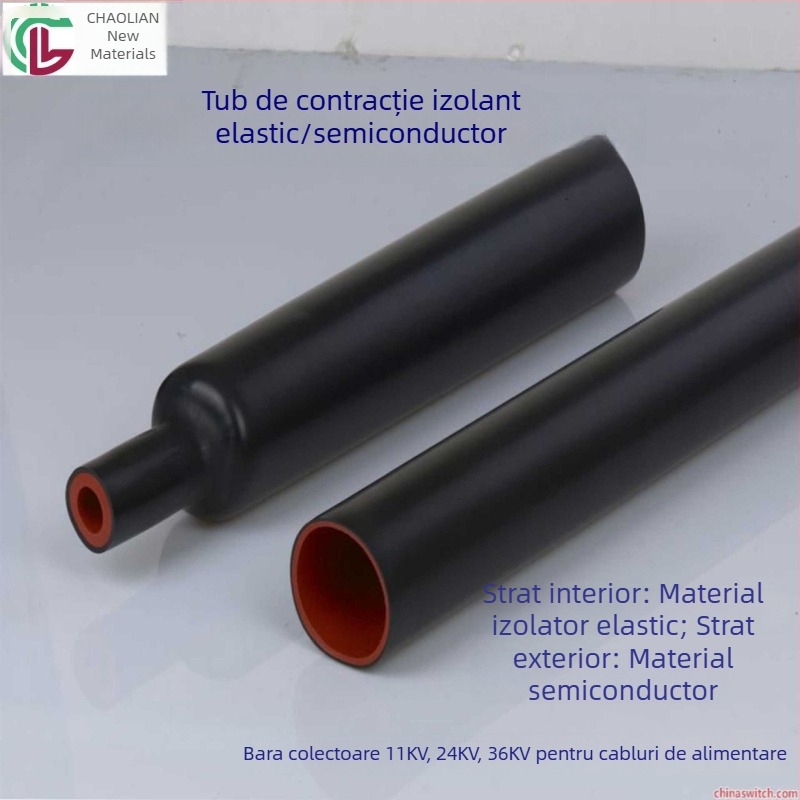 Țevă termoretractabilă pentru înaltă tensiune, izolație elastică semiconductivă și carcasă compozită cu pereți dubli