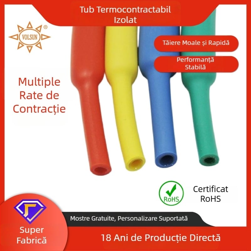 Tub termoconductor cu pereți dubli, raport de contracție 3:1, cu adeziv topit, izolație colorată, etanșare, rezistent la flacără, poliolefină de înaltă calitate