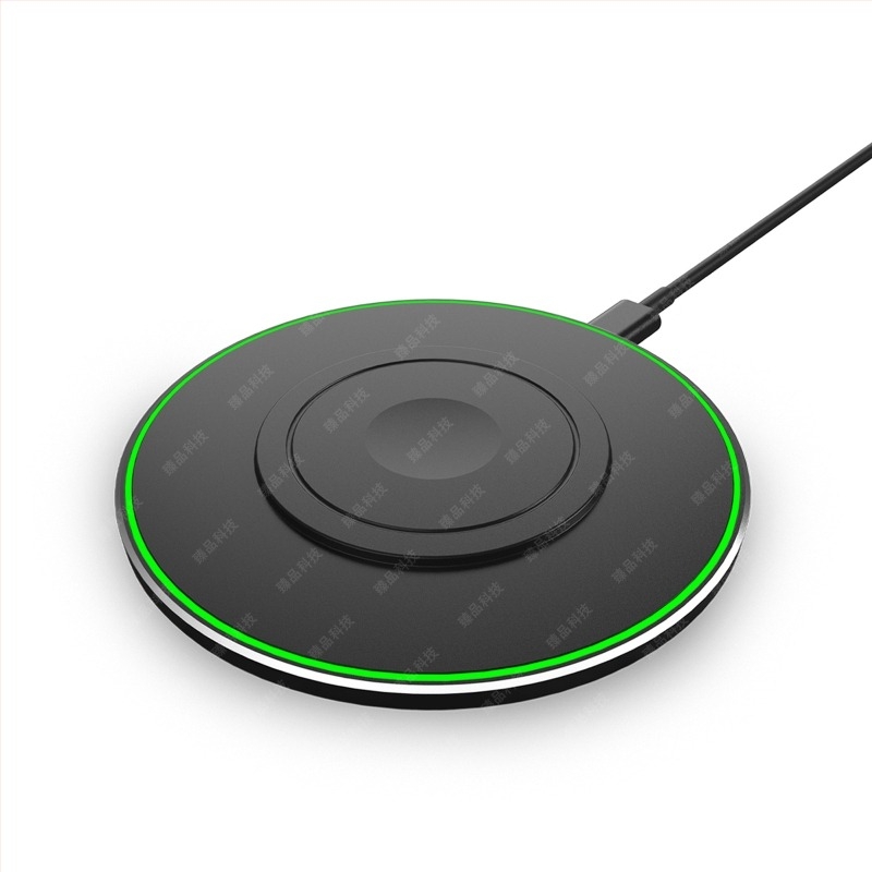 Încărcător wireless 15W 3-in-1 pentru telefoane mobile, din aliaj de aluminiu, design circular ultra-subțire, cu încărcare magnetică