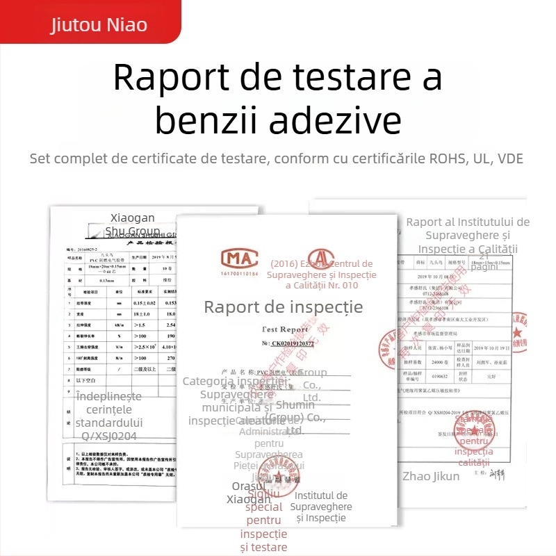 Bandă izolatoare PVC pentru instalații electrice Nine-Headed Bird, impermeabilă, neagră, lățime 18 mm, lungime 15–20 m