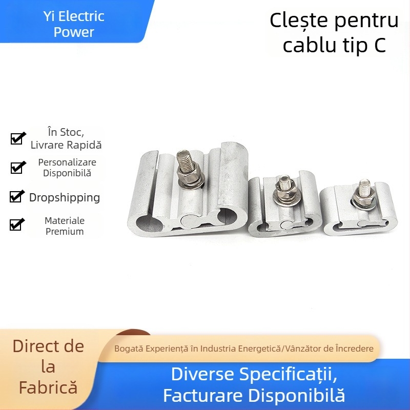 Clema de cablu din aliaj de aluminiu tip C pentru fitinguri electrice, ramificația cablului, terminal de conectare rapidă și ghid de cablu