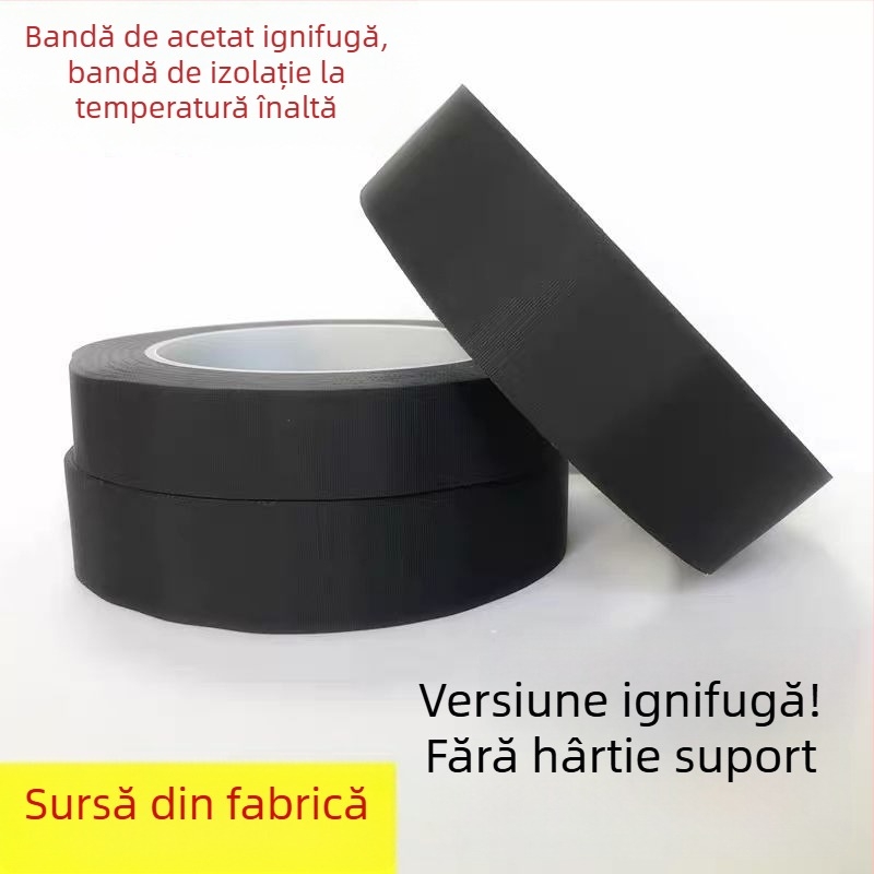 Bandă neagră ignifugă pentru izolarea firelor și reparații ale cablurilor, rezistentă la temperaturi înalte, grosime 0,2 mm, lățime 5-8 mm