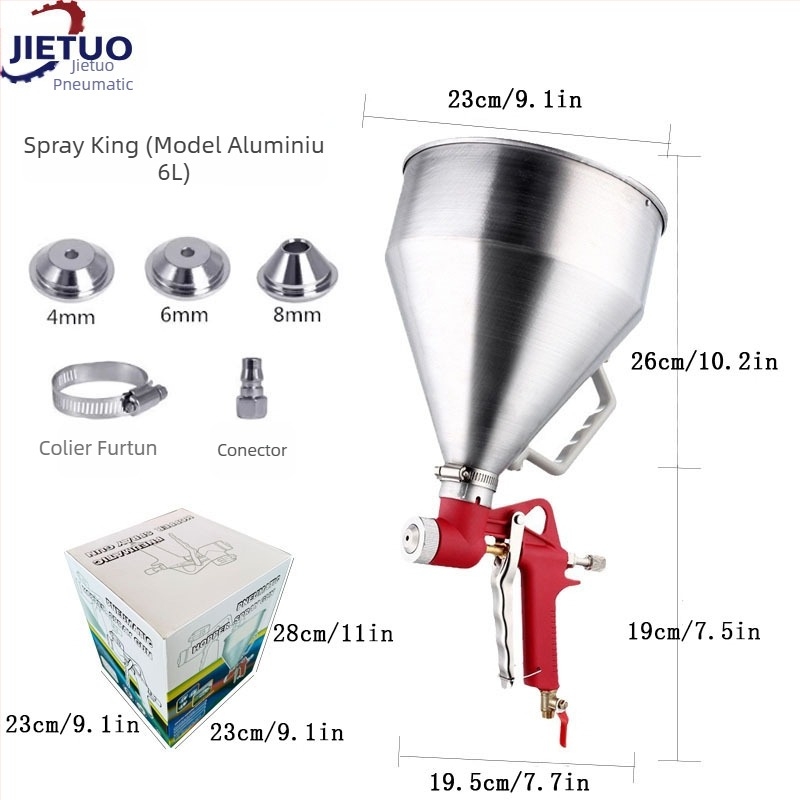 Pistol pneumatic de pulverizat cu pâlnie din plastic pentru vopsire exterioară cu relief