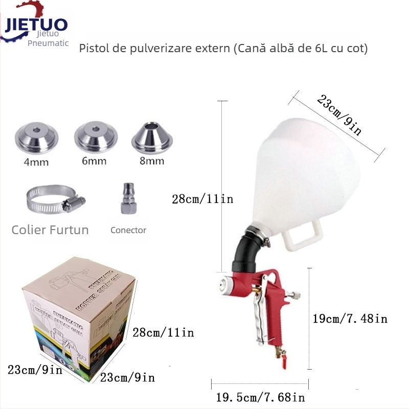 Pistol pneumatic de pulverizat cu pâlnie din plastic pentru vopsire exterioară cu relief