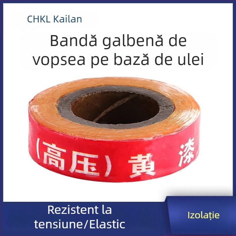 Bandă izolatoare electrică din fibre galbene, 20 mm lățime