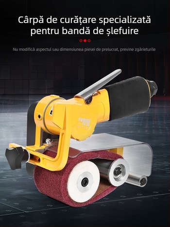 Polizor cu bandă pneumatică cu burete abraziv și pânză abrazivă, 260×60 mm și 915×100 mm, pentru șlefuire și lustruire metalică