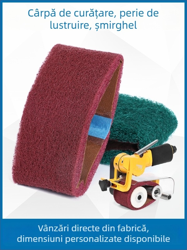 Polizor cu bandă pneumatică cu burete abraziv și pânză abrazivă, 260×60 mm și 915×100 mm, pentru șlefuire și lustruire metalică