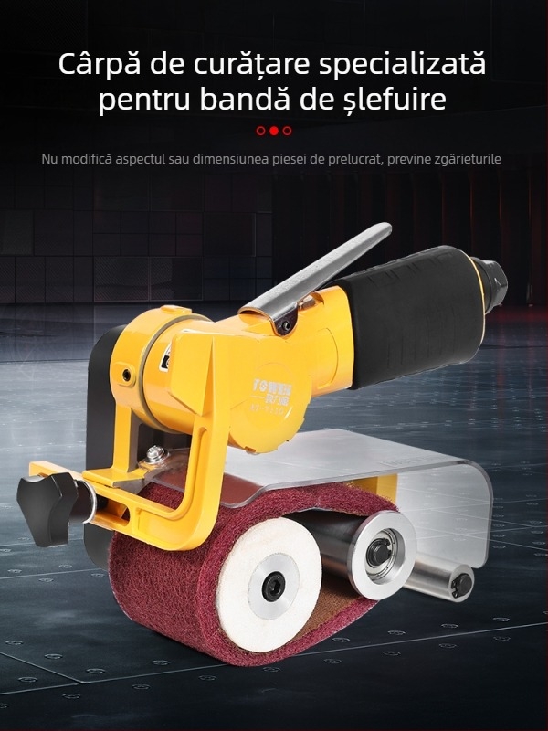 Polizor cu bandă pneumatică cu burete abraziv și pânză abrazivă, 260×60 mm și 915×100 mm, pentru șlefuire și lustruire metalică