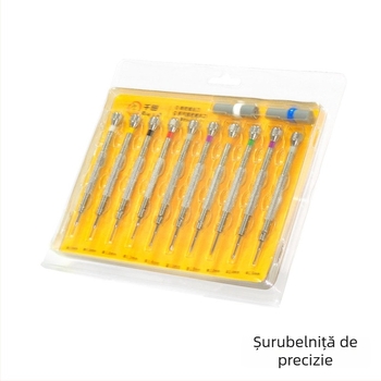 Set de 10 șurubelnițe pentru repararea ceasurilor, cu capete plate și Philips, mânere din oțel inoxidabil