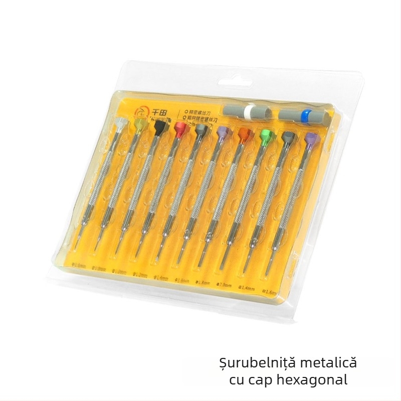 Set de 10 șurubelnițe pentru repararea ceasurilor, cu capete plate și Philips, mânere din oțel inoxidabil