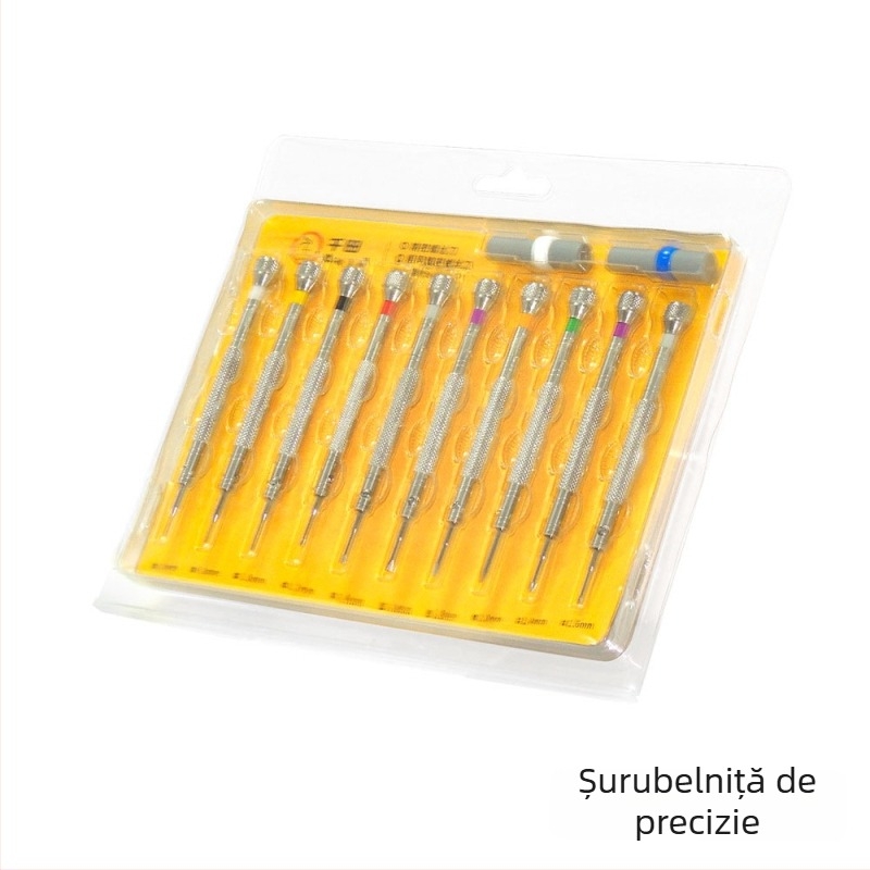 Set de 10 șurubelnițe pentru repararea ceasurilor, cu capete plate și Philips, mânere din oțel inoxidabil