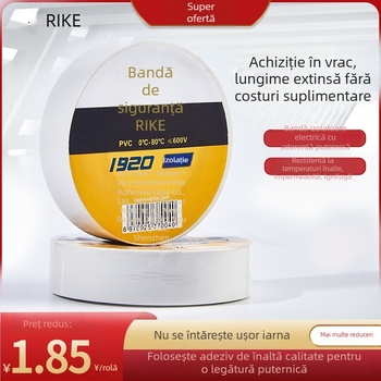 Rike bandă izolatoare electrică PVC, rezistentă la apă, pe o singură față, 18 m lungime, 18 mm lățime, 0–80°C, tensiune sub 600V, colorată și îngroșată, adeziv pe bază de cauciuc