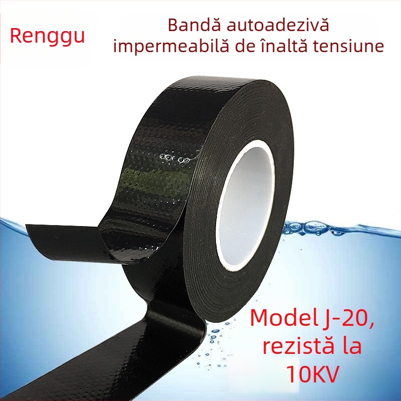 Bandă autoadezivă izolatoare pentru înaltă tensiune din cauciuc, J20, butil, 10 kV, cablu submersibil, ignifugă, impermeabilă, rezistentă la temperaturi