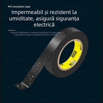 Bandă izolatoare PVC pentru electricitate, neagră, rolă lată, cu aderență ridicată, impermeabilă și rezistentă la coroziune, pentru cabluri și conducte