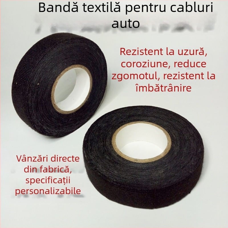 Bandă izolatoare din velur pentru cabluri, cu adeziv de cauciuc, o singură față