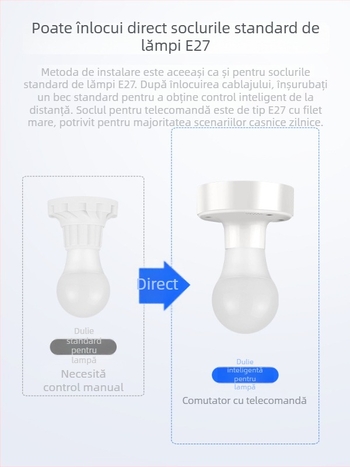 Suport lampă cu telecomandă și control wireless al luminii, soclu E27, iluminare pentru dormitor