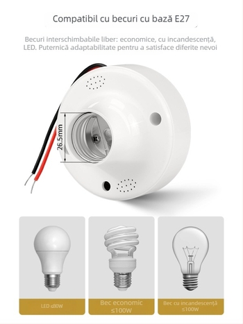Suport lampă cu telecomandă și control wireless al luminii, soclu E27, iluminare pentru dormitor