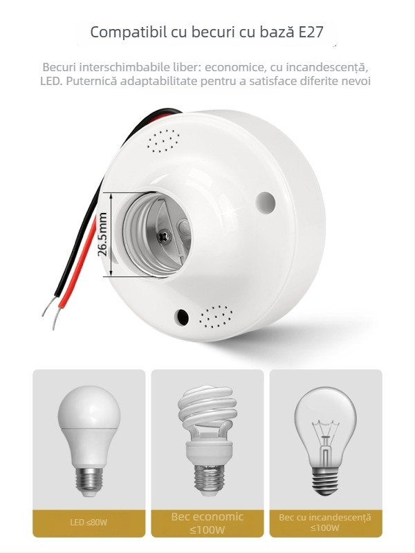 Suport lampă cu telecomandă și control wireless al luminii, soclu E27, iluminare pentru dormitor