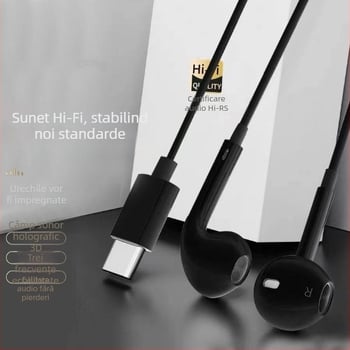 Căști in-ear cu Type-C, conector plat și siglă, compatibile cu Xiaomi, Vivo, Honor, Huawei, Oppo, Letv