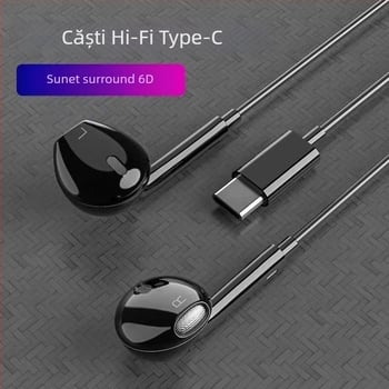 Căști in-ear cu Type-C, conector plat și siglă, compatibile cu Xiaomi, Vivo, Honor, Huawei, Oppo, Letv