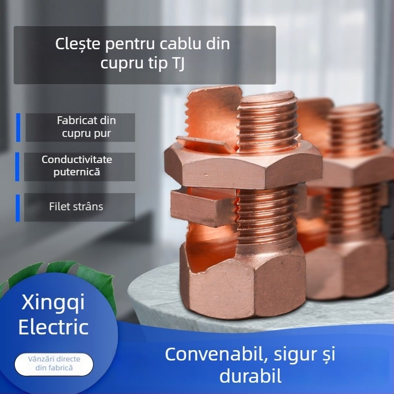 TJ clemă pentru cabluri din cupru cu șurub, canal deschis la coadă, ramură pentru cablu de împământare, tip priză