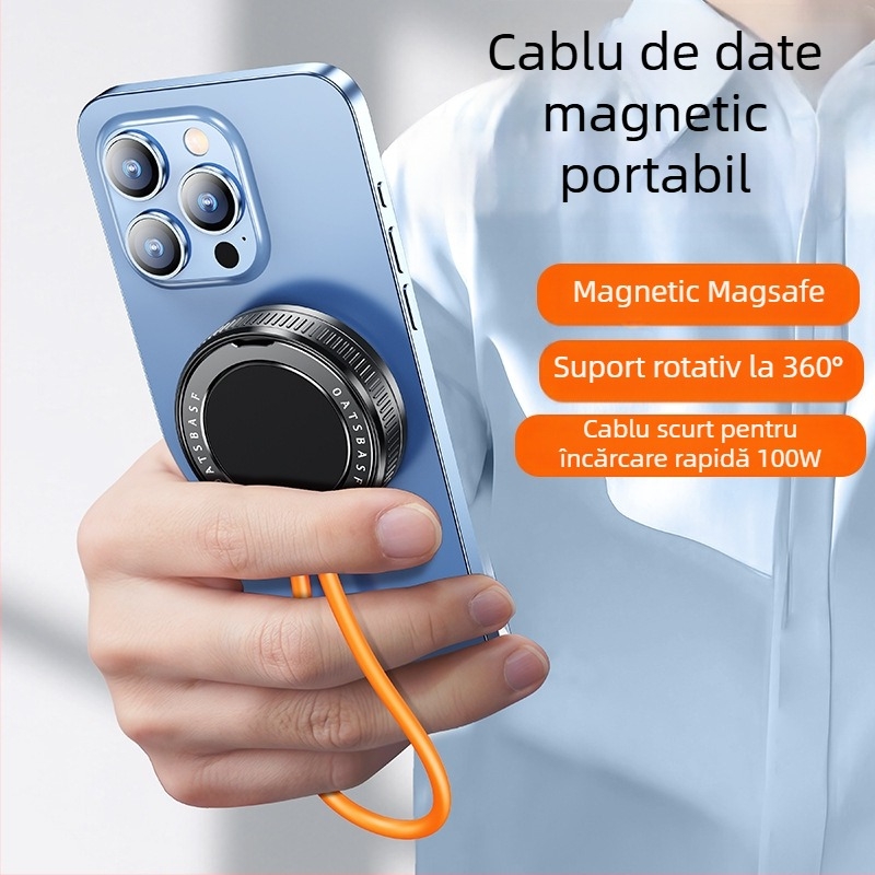 Pifan 2025 cablu de încărcare și transfer de date patru în unu, cu suport pentru telefon și inel de prindere, compatibil Apple și Huawei