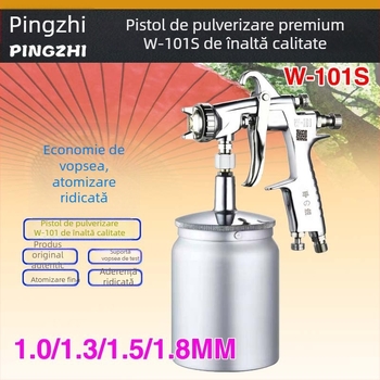 Pistol de pulverizare Pingzhi W-71/W101/W77 cu recipiente duale pentru vopsire auto și mobilier, pulverizare cu atomizare înaltă pentru uși glisante