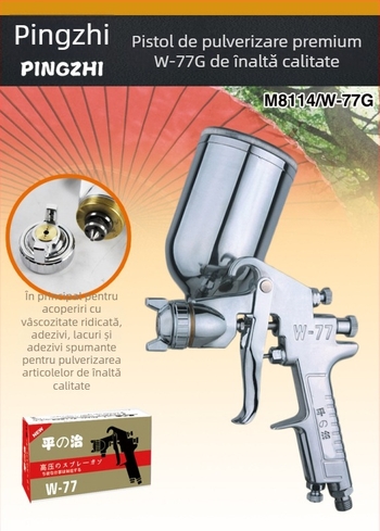 Pistol de pulverizare Pingzhi W-71/W101/W77 cu recipiente duale pentru vopsire auto și mobilier, pulverizare cu atomizare înaltă pentru uși glisante