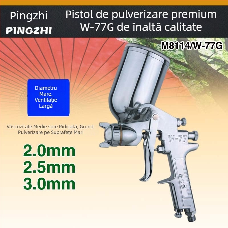 Pistol de pulverizare Pingzhi W-71/W101/W77 cu recipiente duale pentru vopsire auto și mobilier, pulverizare cu atomizare înaltă pentru uși glisante